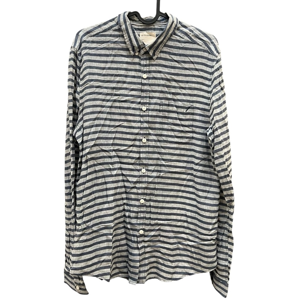 2/$15 Life/After/Denim Shirt Men's Medium Blue Stripe Long Sleeve Button Up